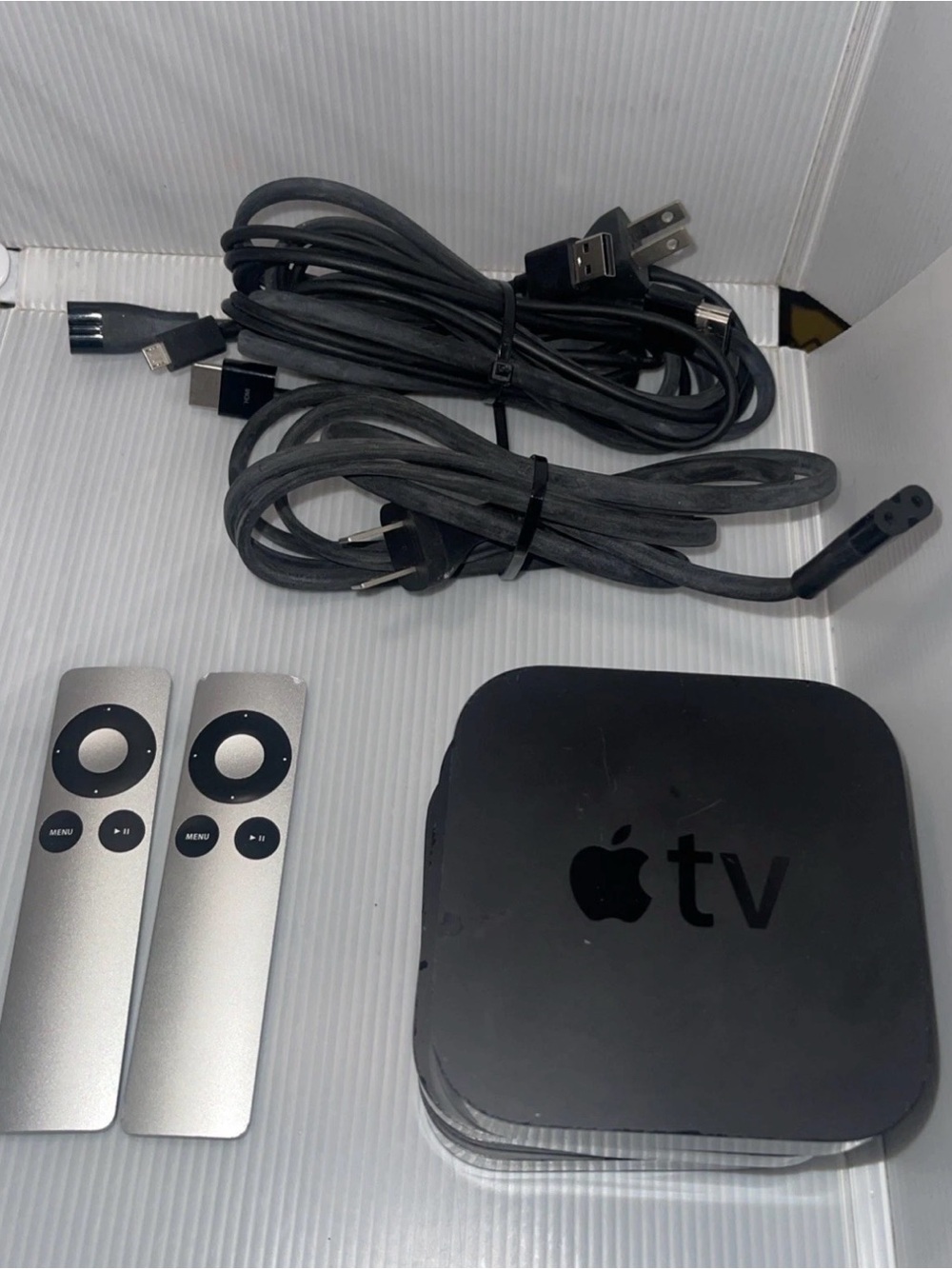 Apple TV Lot Of 3 Models A1378 & A1469 With Cords And 2 Remotes